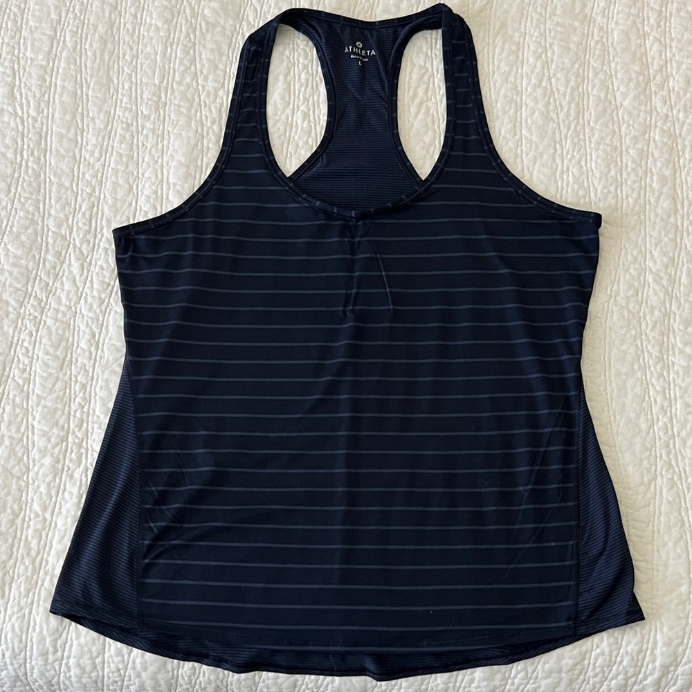 Athleta Women's Navy Striped Tank Top